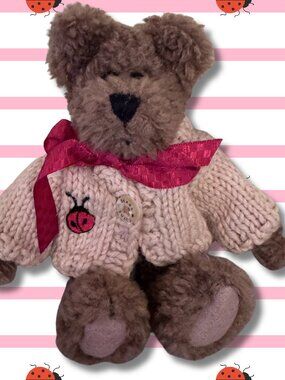 Boyds Bears Darby Beariburg 6” Head Bean Plush Ladybug Sweater Retired w/Tag EUC